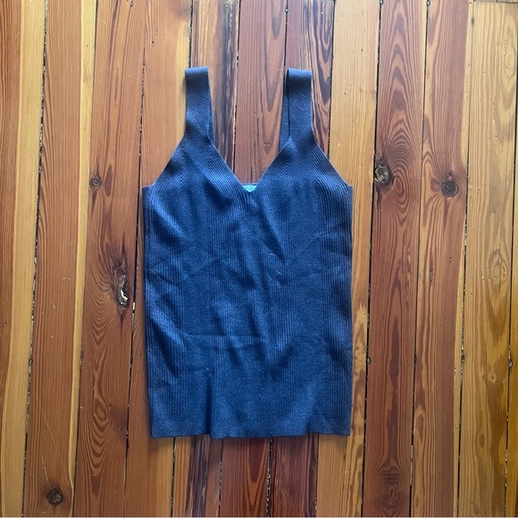Women's Charcoal Grey Ribbed Tank Top - Picture 1 of 3